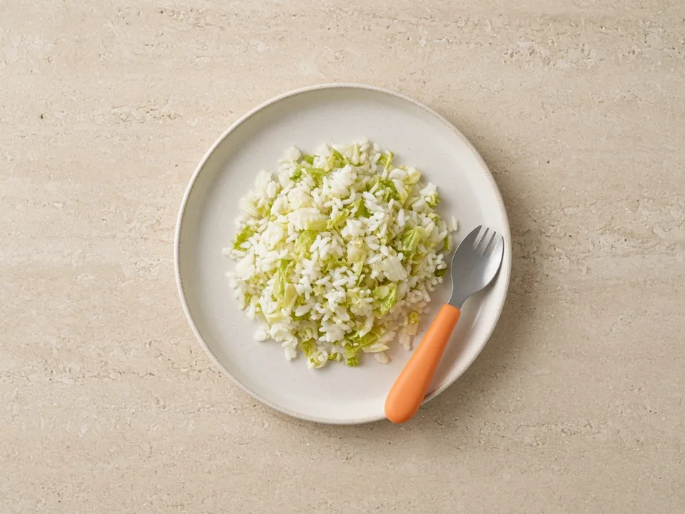 Napa cabbage for 12 months+: chopped cooked napa cabbage in family meals