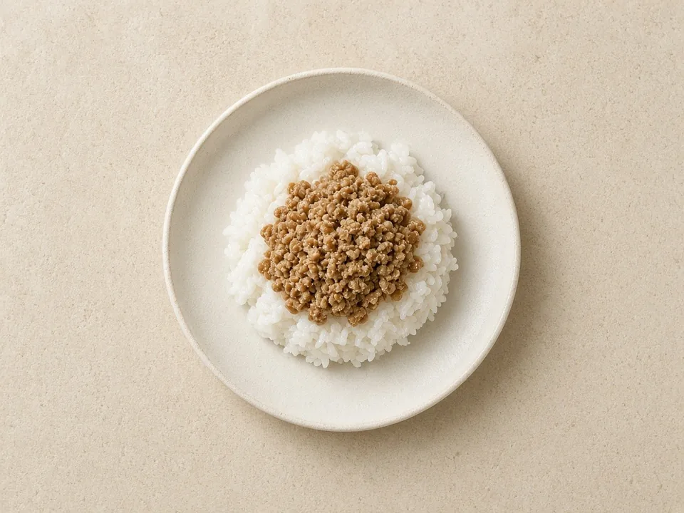 Natto for 9 months+: chopped natto mixed with rice