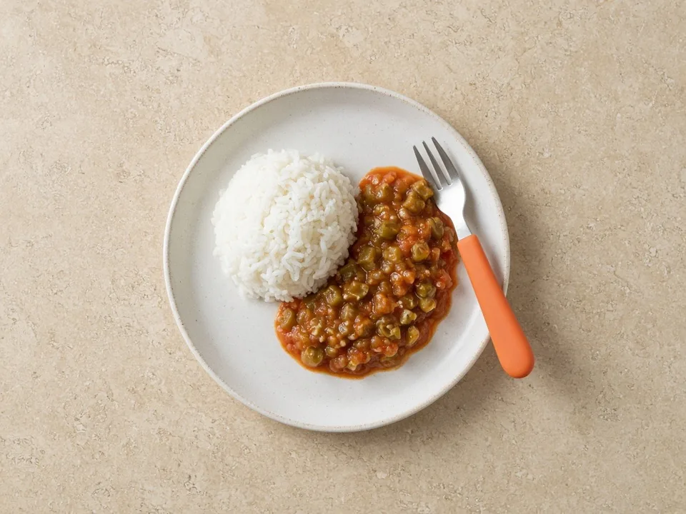 Okra for 12 months+: pieces or in family dishes