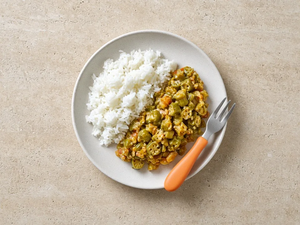 Okra for 18 months+: soft-cooked okra in family meals