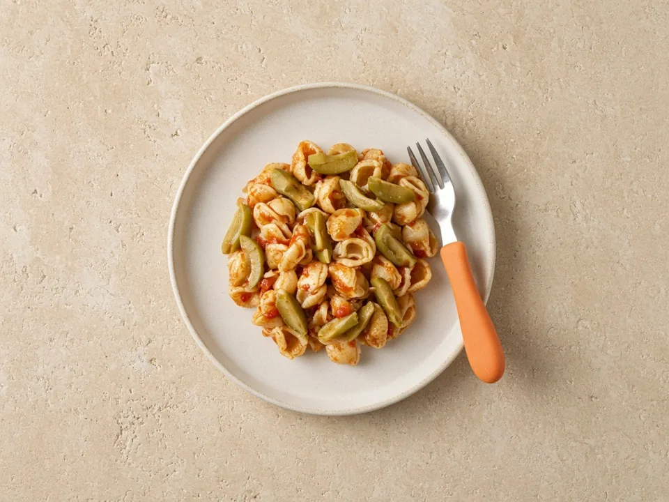 Olives for 12 months+: quartered lengthways, in family dishes