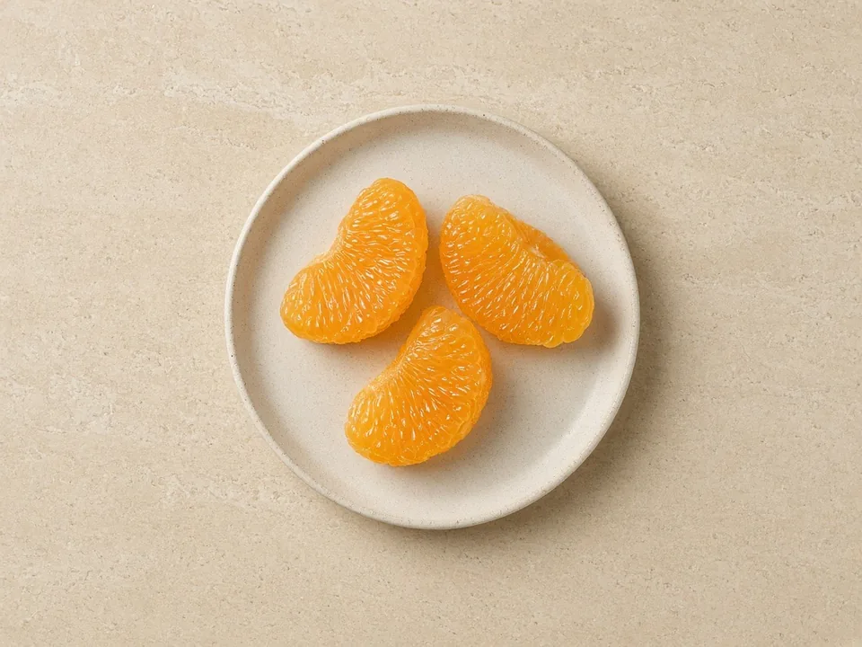 Orange for 6 months+: large segments, membrane and seeds removed