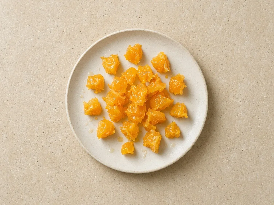 Orange for 9 months+: small soft pieces