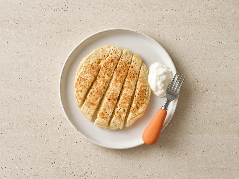 Pancakes for 12 months+: strips or pieces with soft toppings