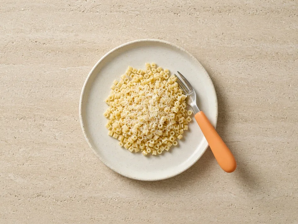 Parmesan for 9 months+: finely grated over small pieces