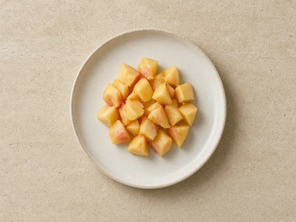Peach for 9 months+: small soft pieces