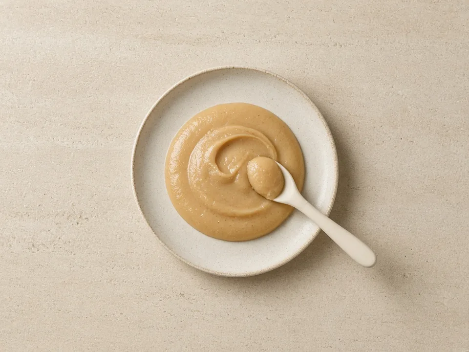 Peanut flour for 6 months+: stirred into a smooth purée
