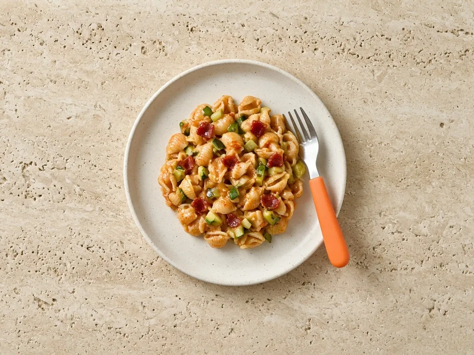 Pepperoni for 18 months+: a little, heated and chopped, in dishes