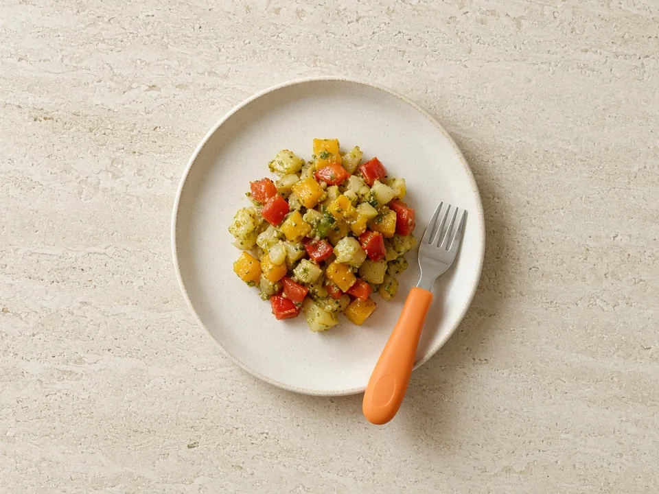 Pesto for 2 years+: pesto in family meals, kept small