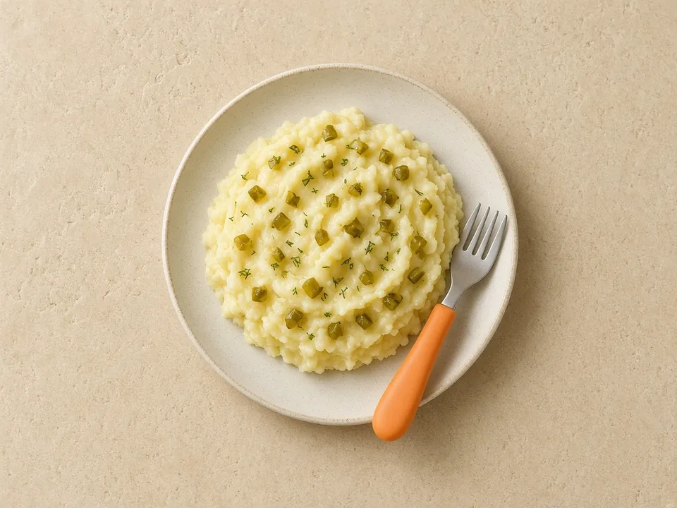 Pickles for 12 months+: finely chopped into soft food