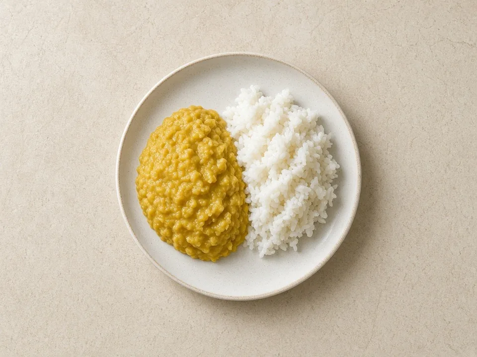 Pigeon peas for 9 months+: each pea squashed flat, or thick dal