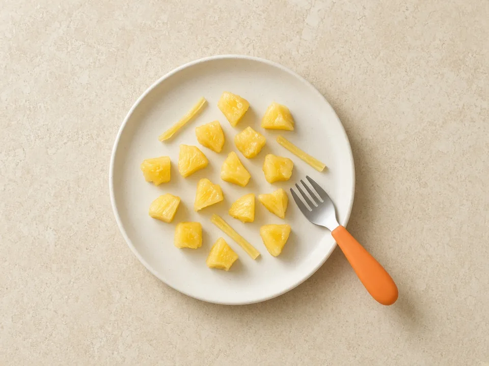 Pineapple for 18 months+: bite-sized pieces or in family meals