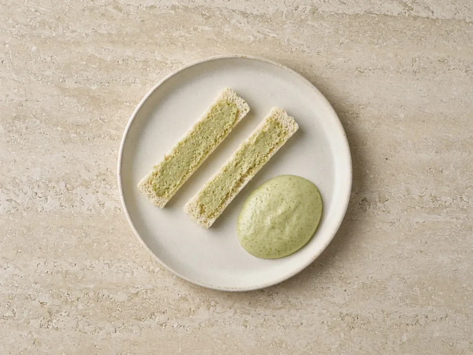 Pistachios for 6 months+: finely ground pistachios or thinned pistachio butter