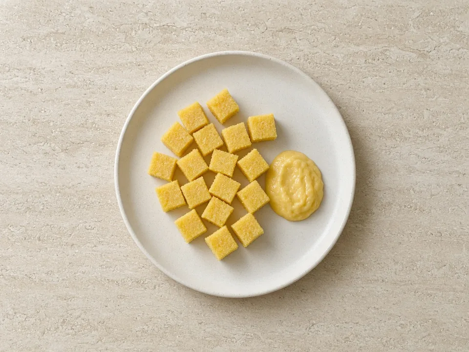 Polenta for 9 months+: small cubes or soft spoonfuls