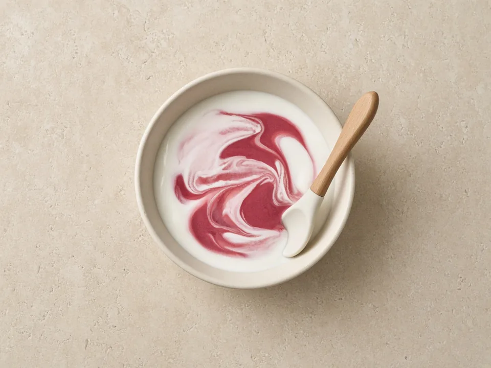Pomegranate for 6 months+: blended smooth and stirred into a soft food