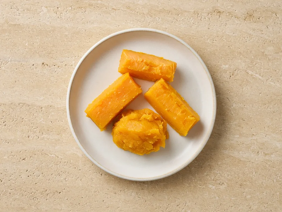 Pumpkin for 6 months+: soft roasted wedges or mashed pumpkin