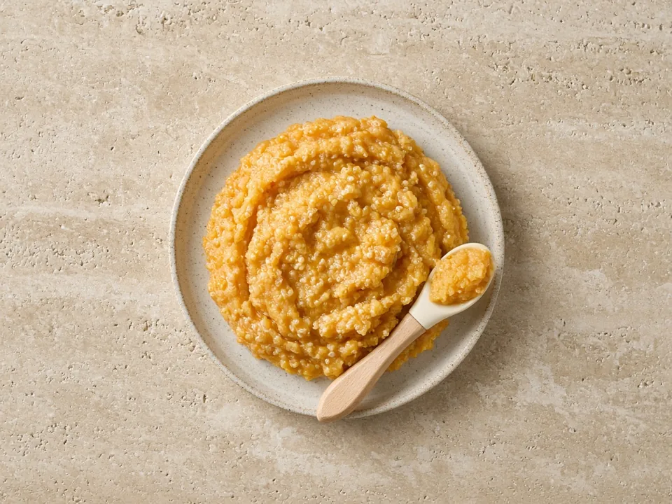 Quinoa for 6 months+: mashed quinoa mixed into food