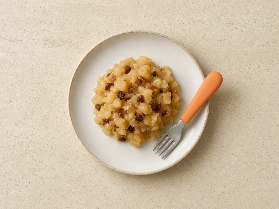 Raisins for 12 months+: soaked and chopped, or baked in