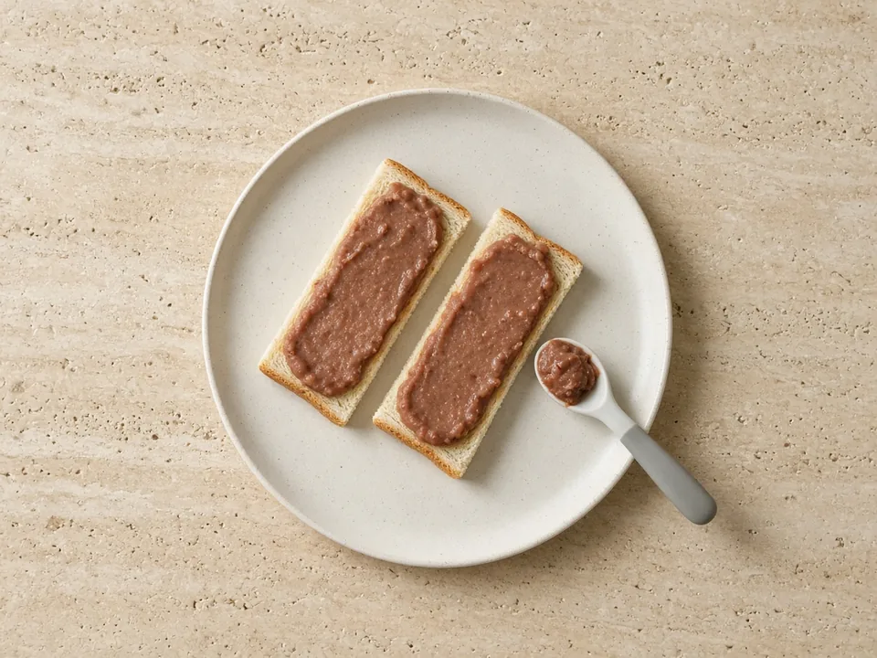 Refried beans for 6 months+: smooth, thinned refried beans