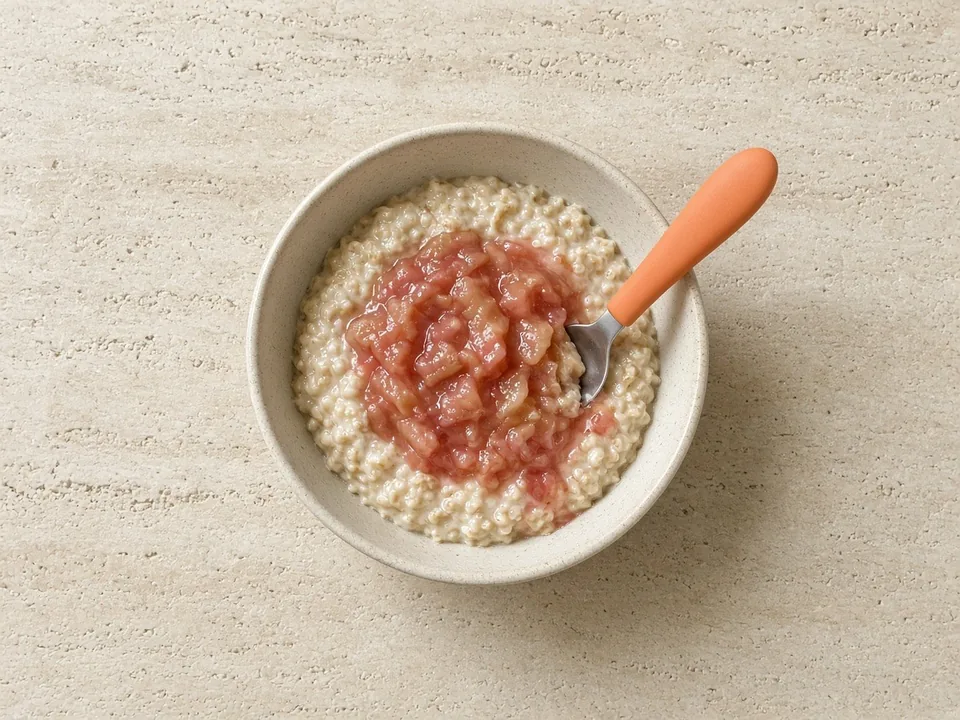 Rhubarb for 9 months+: stewed, lumpier