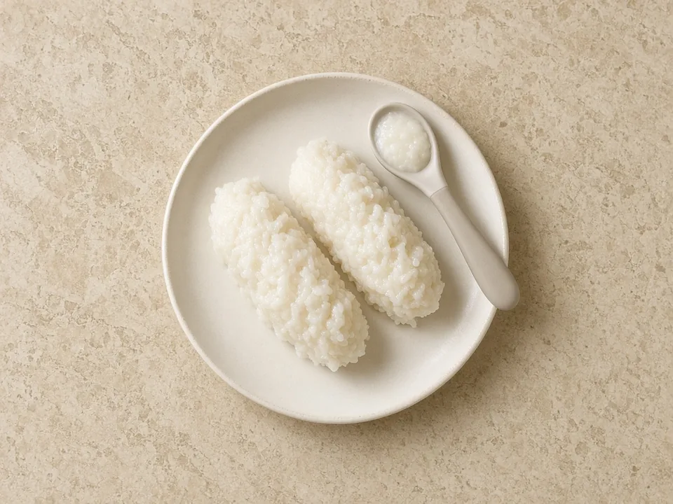 Rice for 6 months+: mashed rice or soft rice fingers