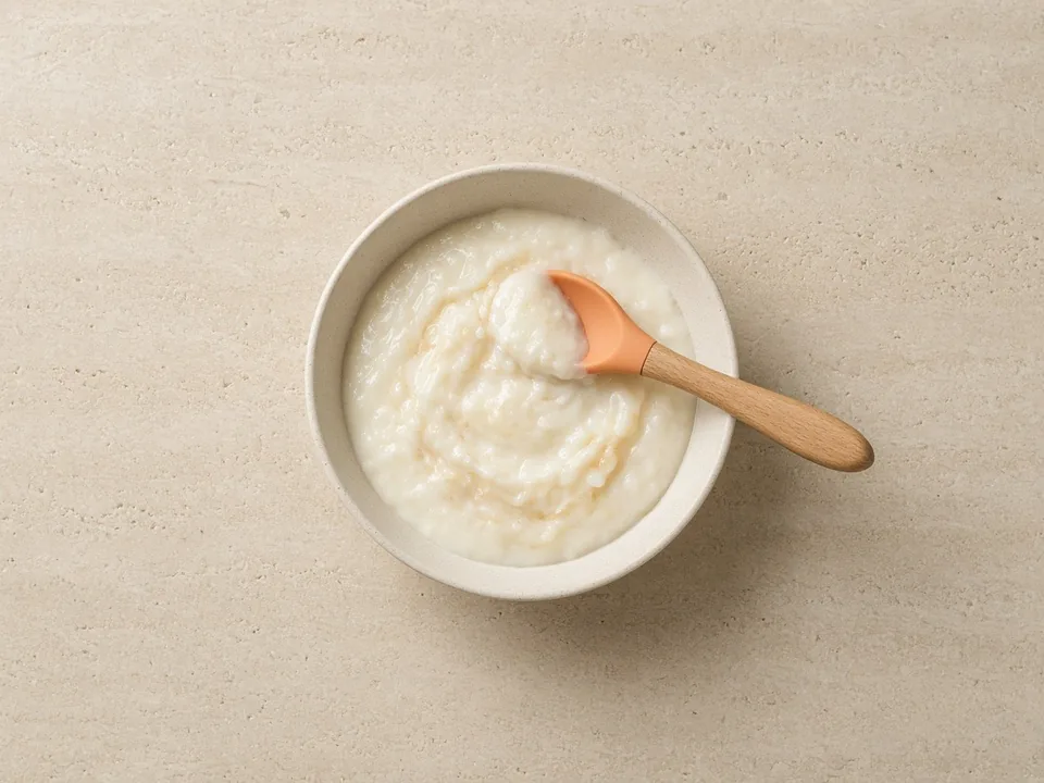 Rice pudding for 6 months+: homemade, unsweetened and mashed