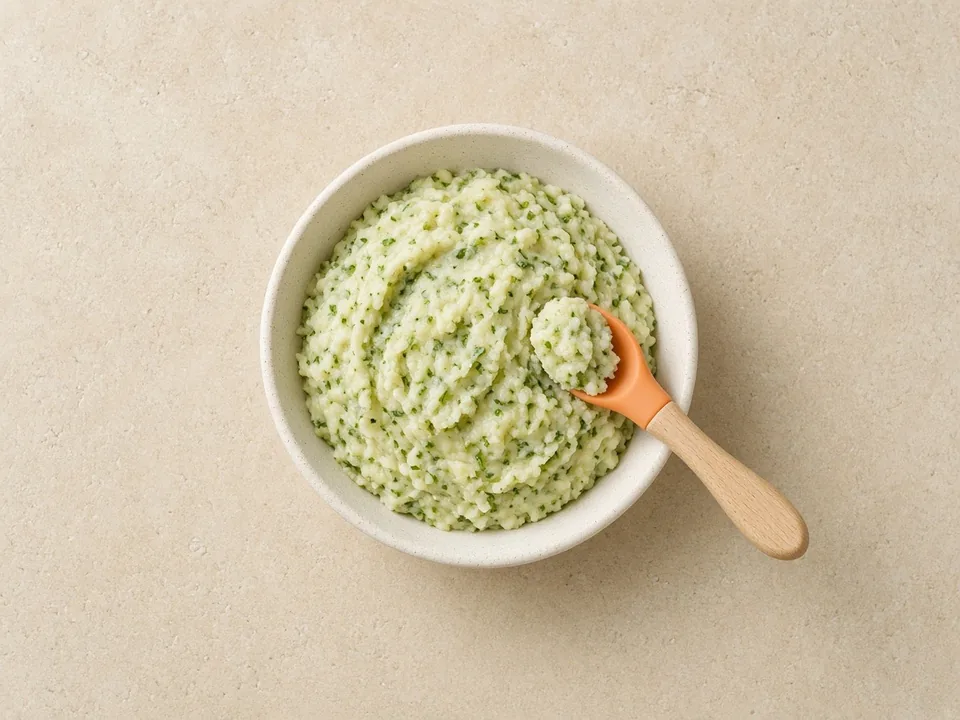 Romaine for 6 months+: cooked soft, then blended or very finely chopped