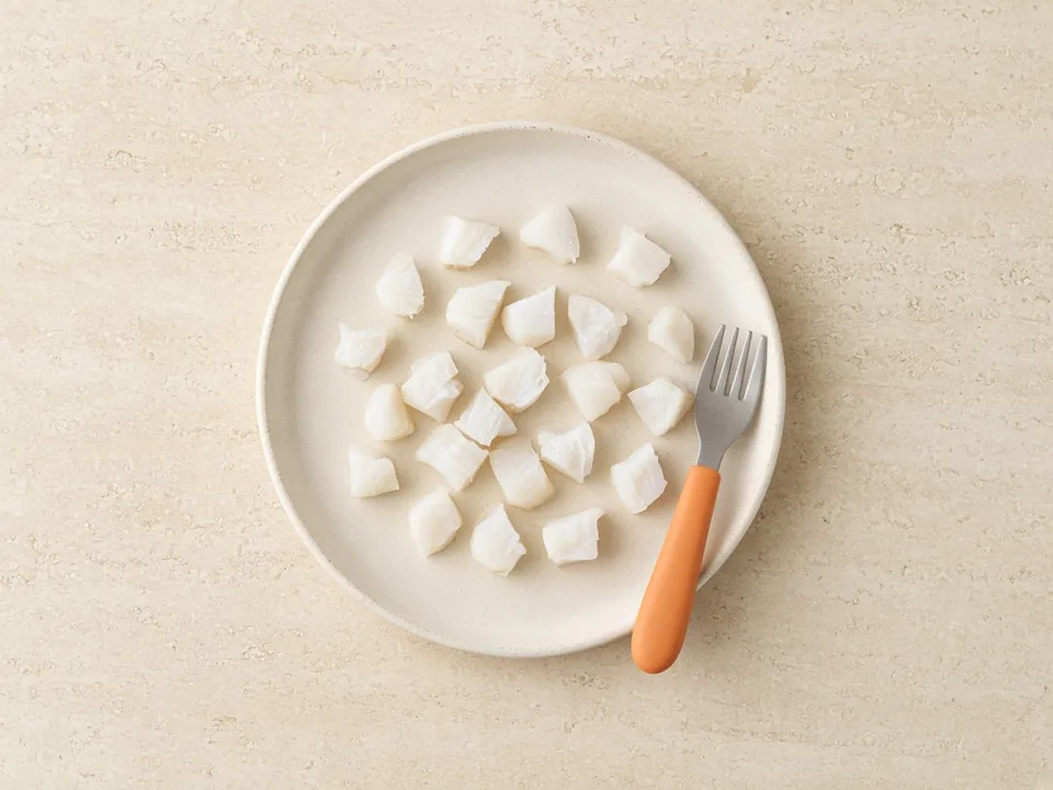 Scallops for 12 months+: chopped or in family meals