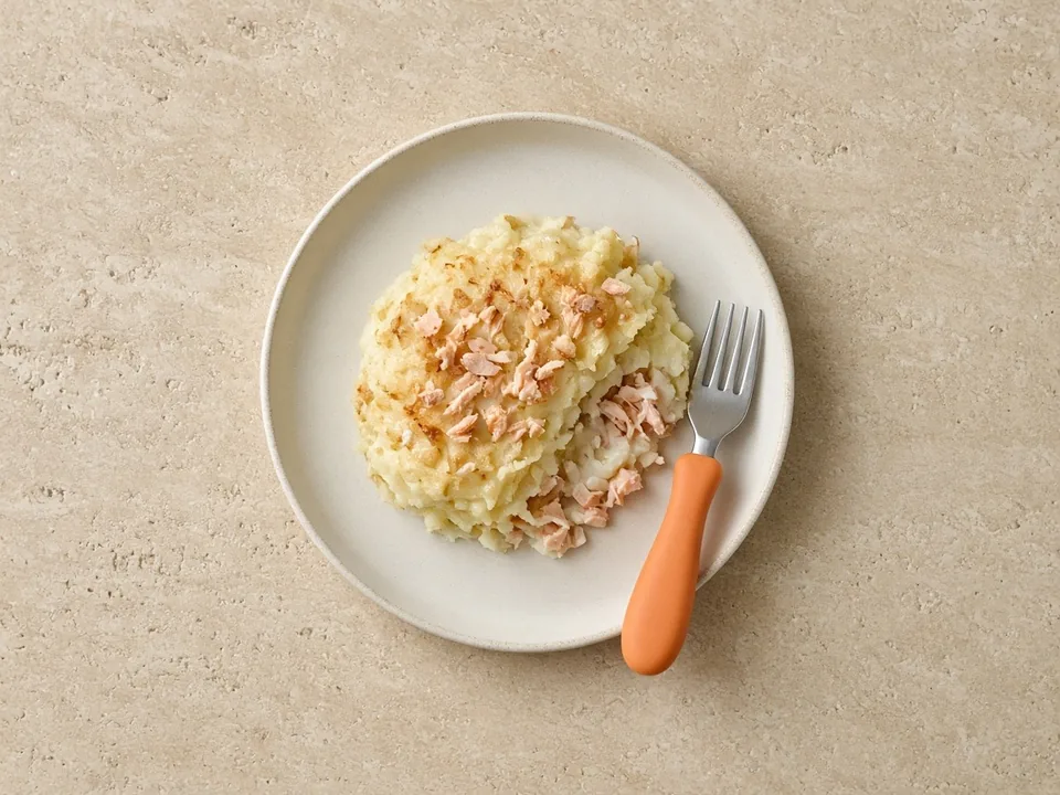 Smoked salmon for 18 months+: a little, in hot dishes