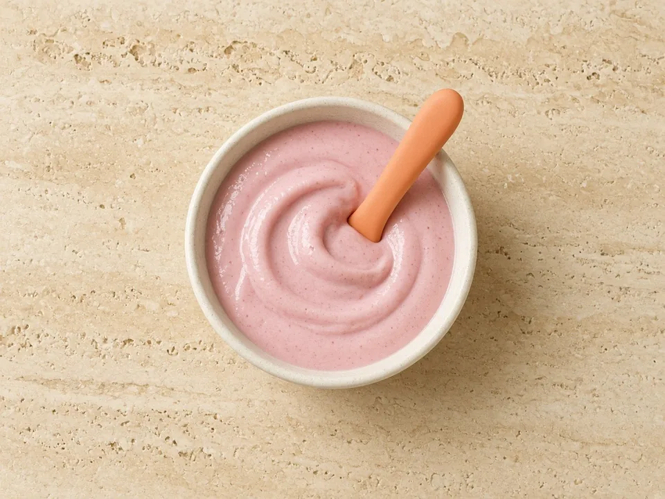 Smoothie for 9 months+: thick spoonfuls or a dip