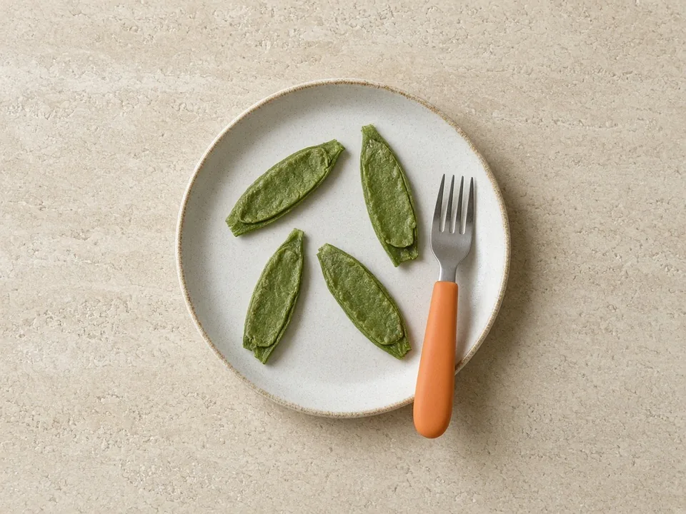 Snap peas for 12 months+: soft pieces or whole flattened pods