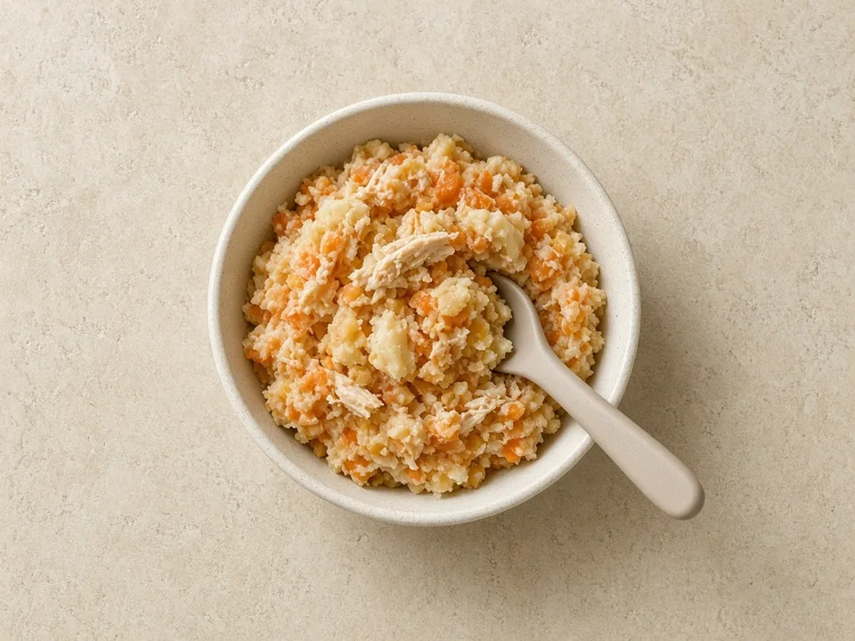 Soup for 9 months+: thick soup with soft lumps