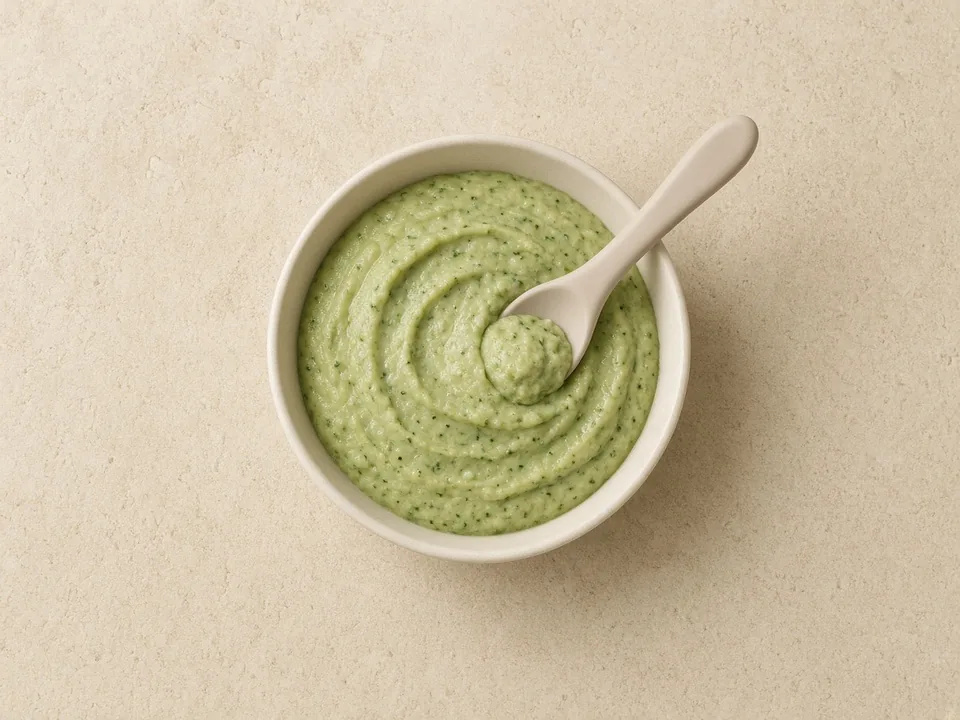 Spinach for 6 months+: cooked and blended into soft foods
