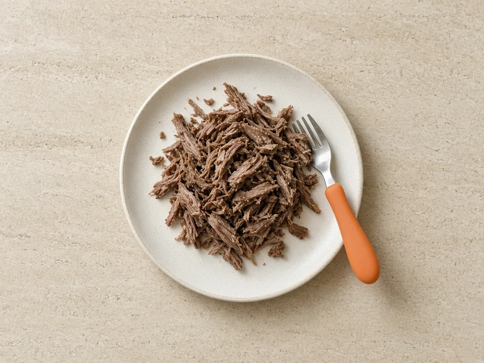 Steak for 12 months+: thin slices cut small, or shredded