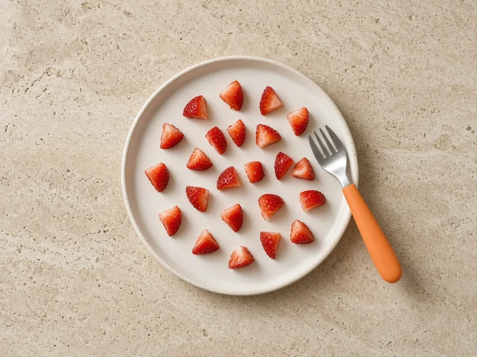Strawberries for 12 months+: small pieces or thin slices