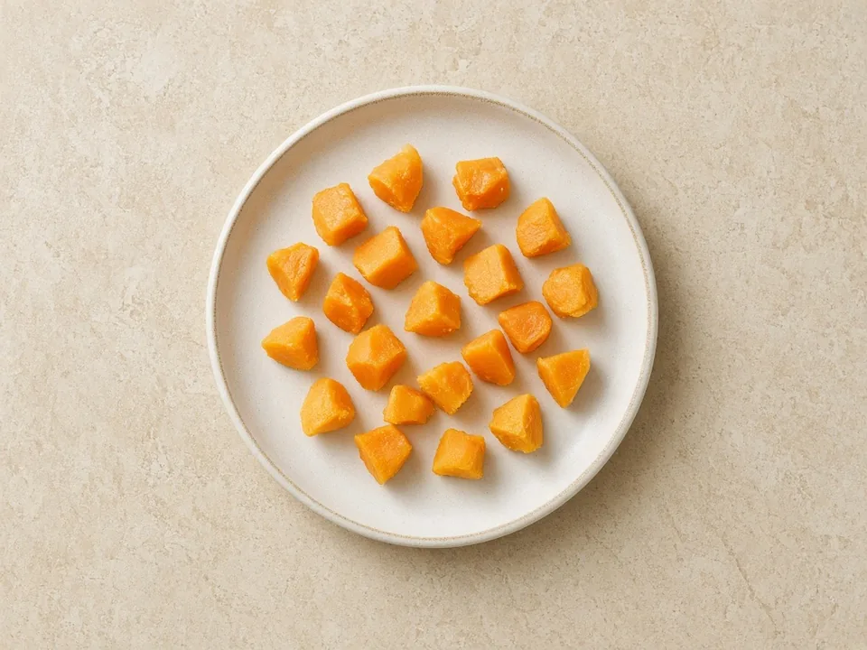 Sweet potato for 9 months+: small soft pieces or lumpy mash