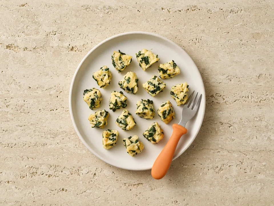 Swiss chard for 12 months+: chopped cooked chard in family meals