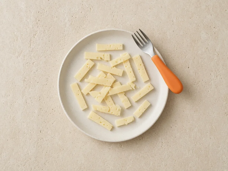 Swiss cheese for 12 months+: thin slices, shredded or melted
