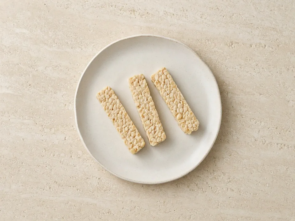 Tempeh for 6 months+: thin soft strips or crumbled into mash