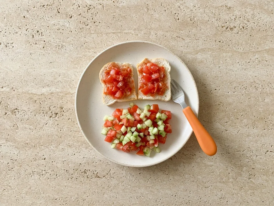 Tomato for 18 months+: quartered, chopped or in family meals