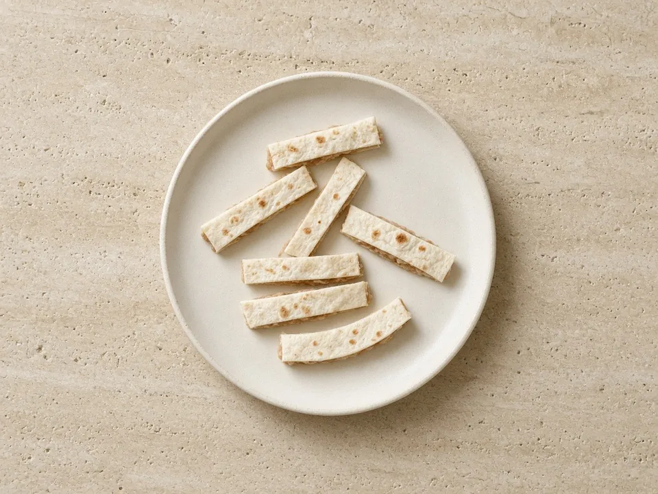 Tortilla for 9 months+: small soft pieces or thin strips