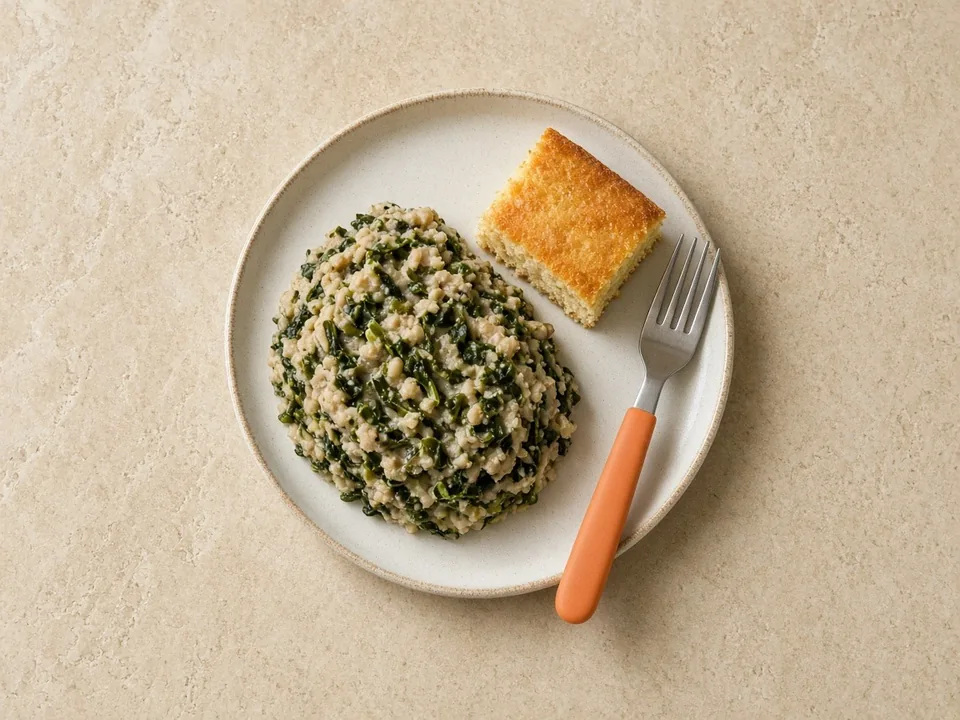 Turnip greens for 12 months+: chopped cooked greens in family meals